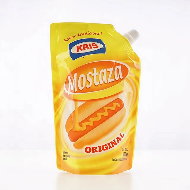 Custom Gravure Printing Plastic Food Packaging Stand Up Spout Pouch Ketchup Chocolate Mayonnaise Sauce Bag