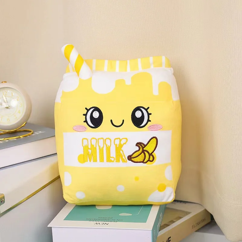 Customised 25cm milk carton plush toy soft cushion multi style cute milk carton pillow toy