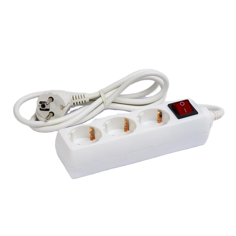 3 Way Extension Box Multi Plug Socket Switches European Power Socket With Cube Wire Cable