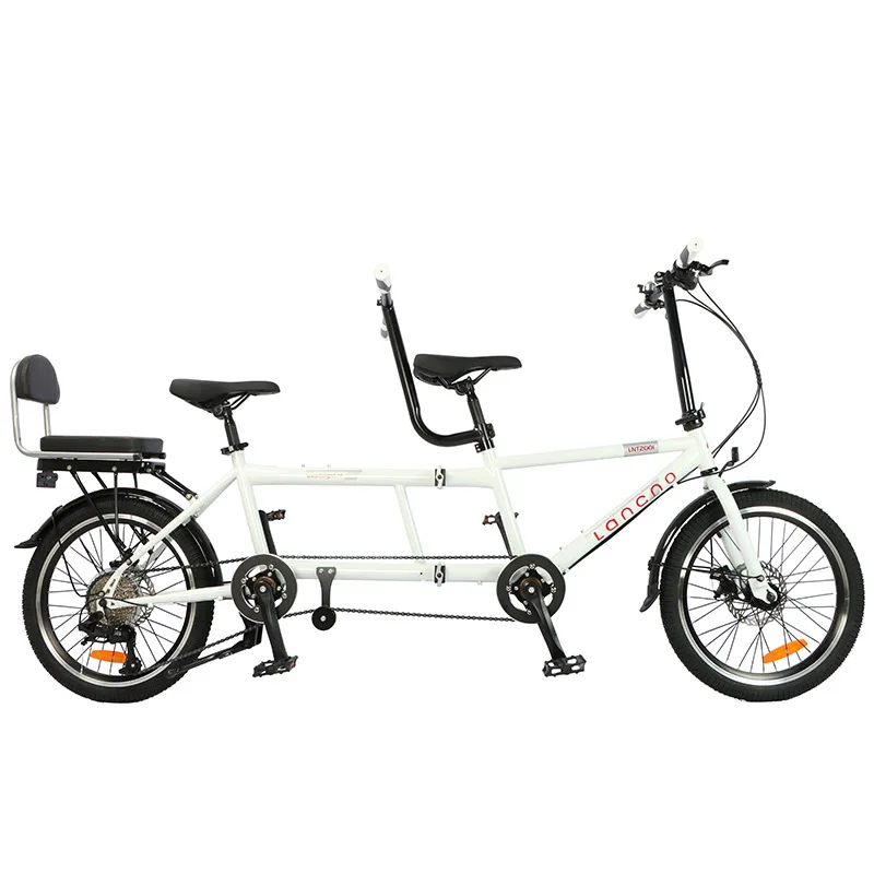 20 Inch 3 Person Fashion Folding Bike Factory Direct Sightseeing Bicycle Double Adult Tandem Bike