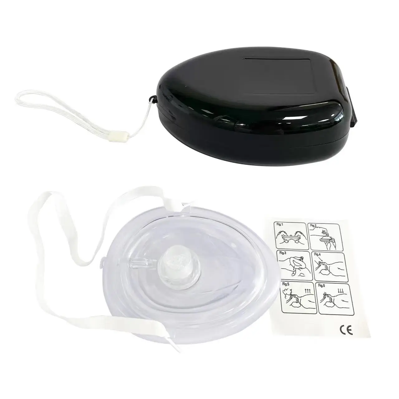 BLACK pp box Rescue Professional Adult Child Size Resuscitator Replacement Valve Breathing Apparatus Cpr Mask In Case