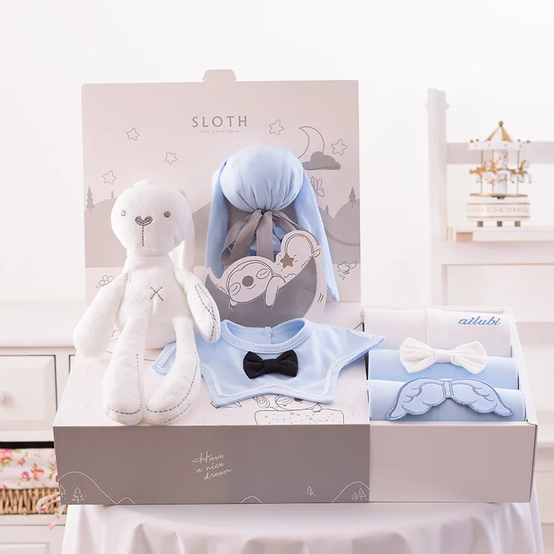 New Baby Born Boys Gift Box Packaging Summer Clothing Set New Born Baby Clothes Sets 0-12 Months Kids