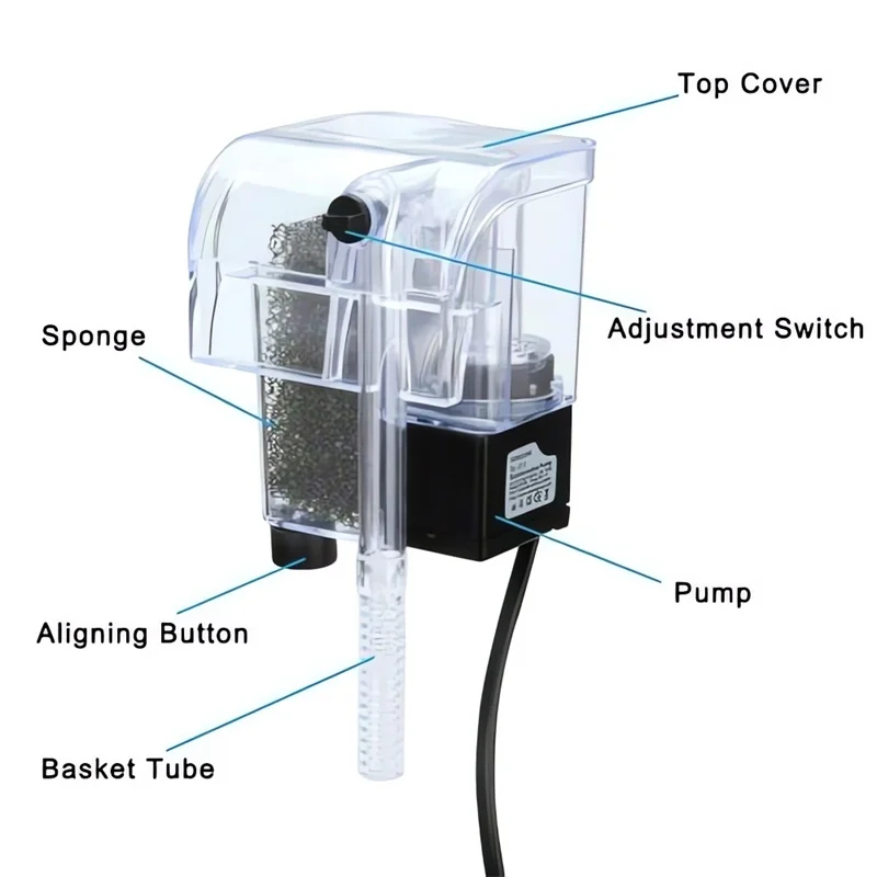 Cuelgue el filtro de agua de la bomba de oxigeno externa filtro colgante small acuario pecera filtro acuario
