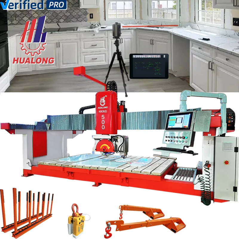 Hualong machinery HKNC-500 Italian CNC multifunction 5 axis marble Quartz Stone Cutting Machine for kitchen countertop headstone