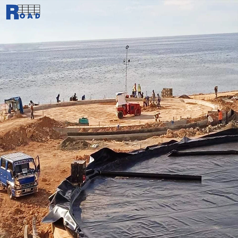 black white  smooth geomembrane rolls industrial pond liner landfill liner 2mm hdpe geomembrane price