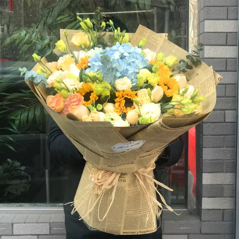 Custom Printed Newspaper High Quality Fresh Flower Wrapping Paper Hot Sale English Kraft for
