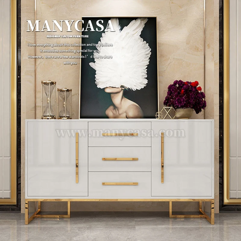 Modern simple light luxury side cabinet wine storage  and  living room wall household tea cabinet