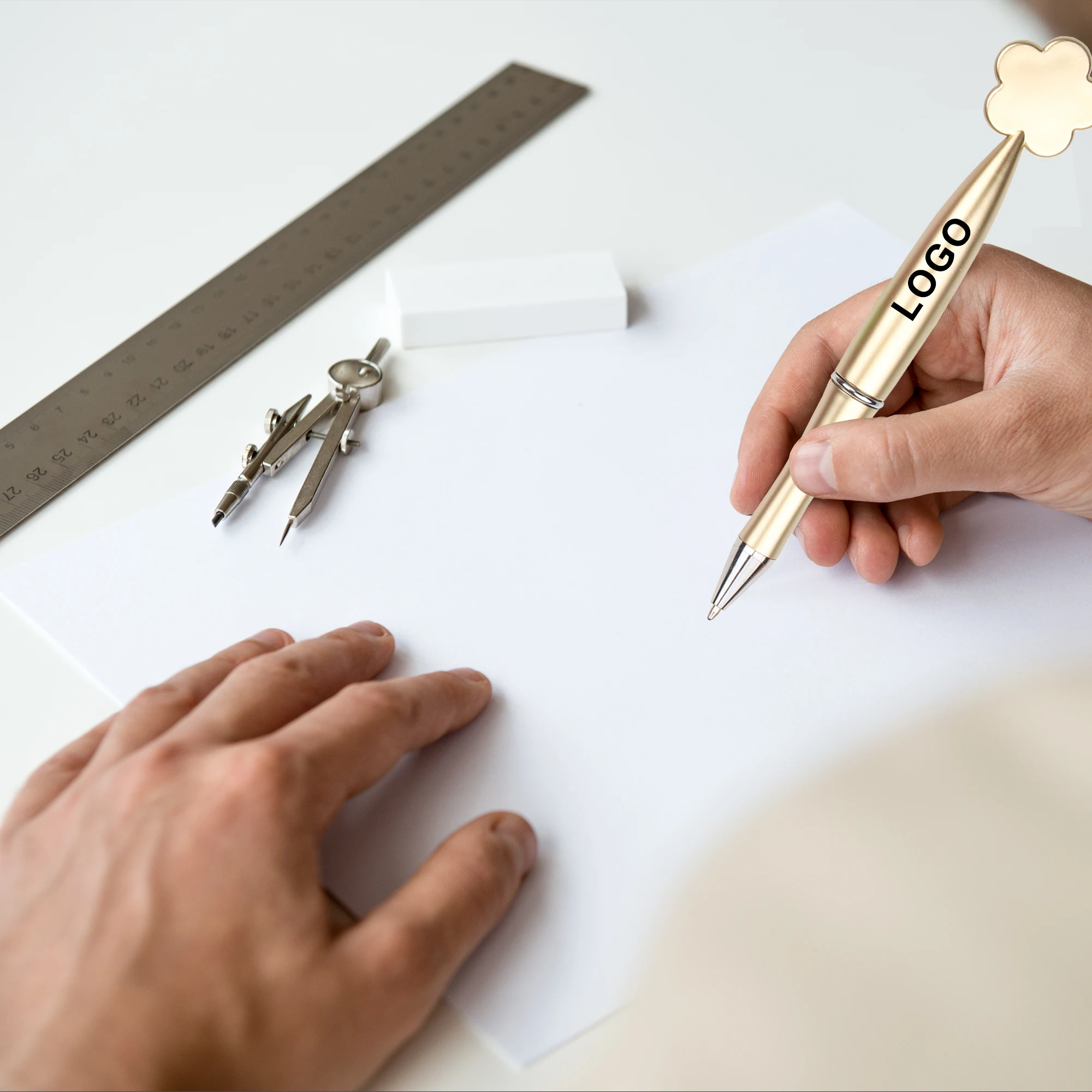 Plastic Various Colors 1.00 MM Cheapest Top Flower Shapes Rotating Ballpoint Pen With Printed Logo Custom Advertise