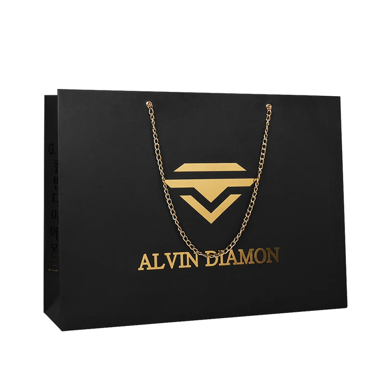 custom design printed black gold glossy logo bolsa de lujo thank you luxury shopping shoe boutique gift paper bags for packaging