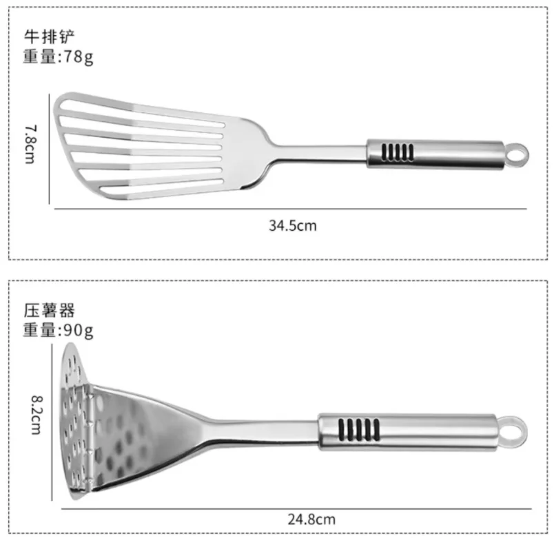 French fries Long handle cooking tools stainless steel potato masher