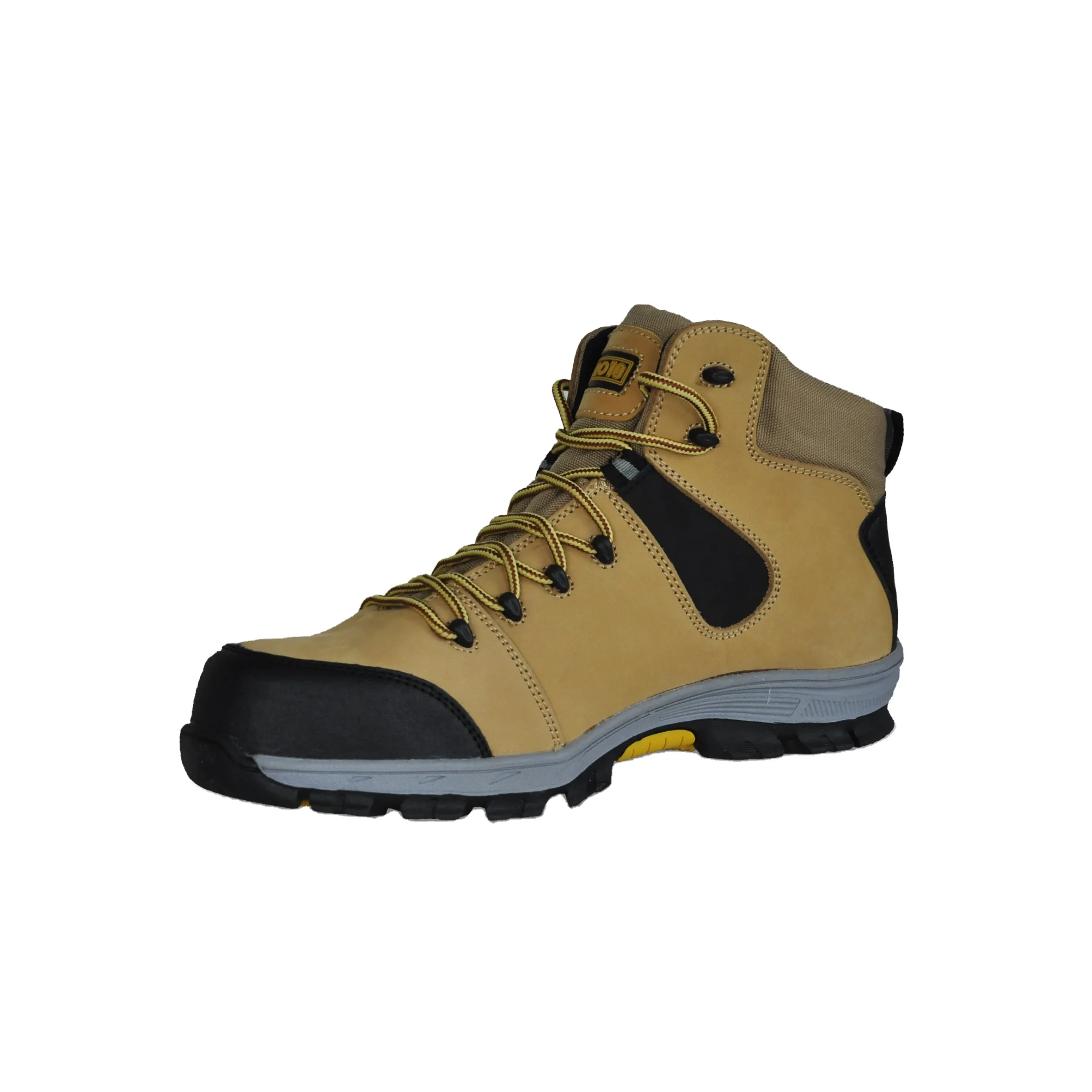 Yellow Mountaineering Nubuck Leather Safety Shoes  With Steel Toe Lightweight Comfortable Mid Cut