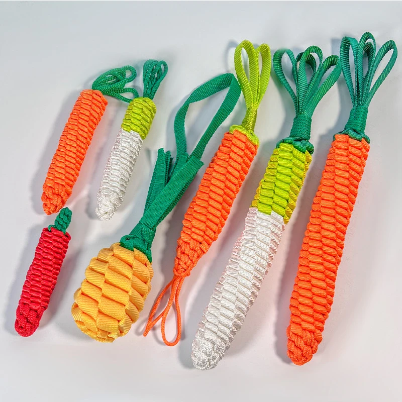 Cute Carrot Interactive Cat Toy Cotton Braided Rope Tooth Cleaning Bite Puppy Pet Carrots Chew Toy For Dogs Cats
