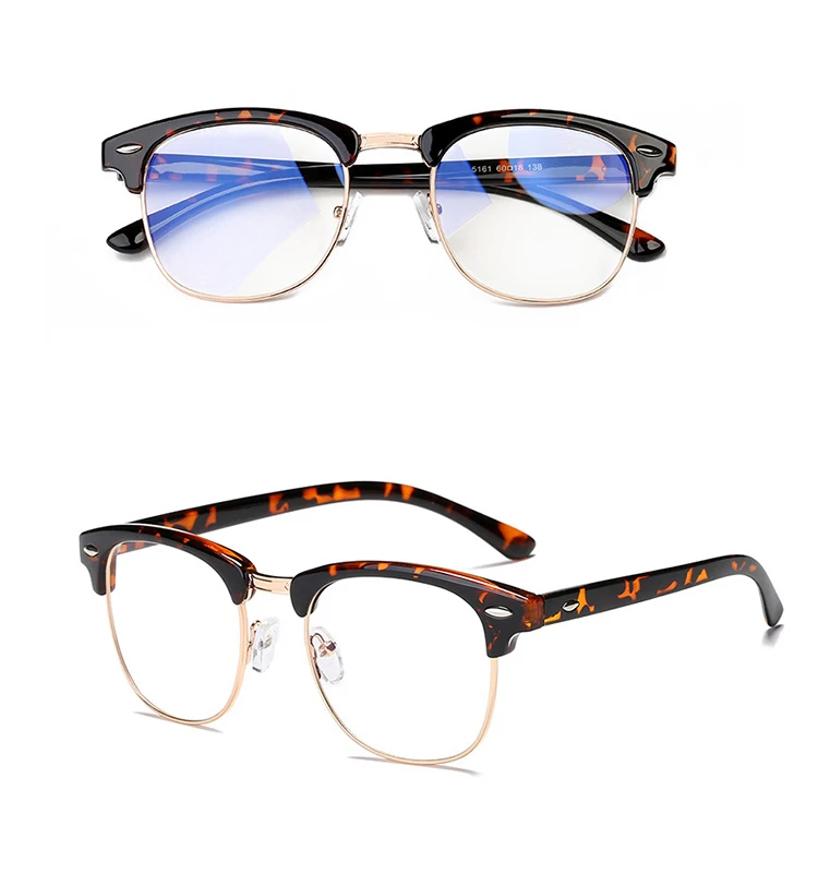 
Computer transparent eyewear half frame anti blue light ray glasses 