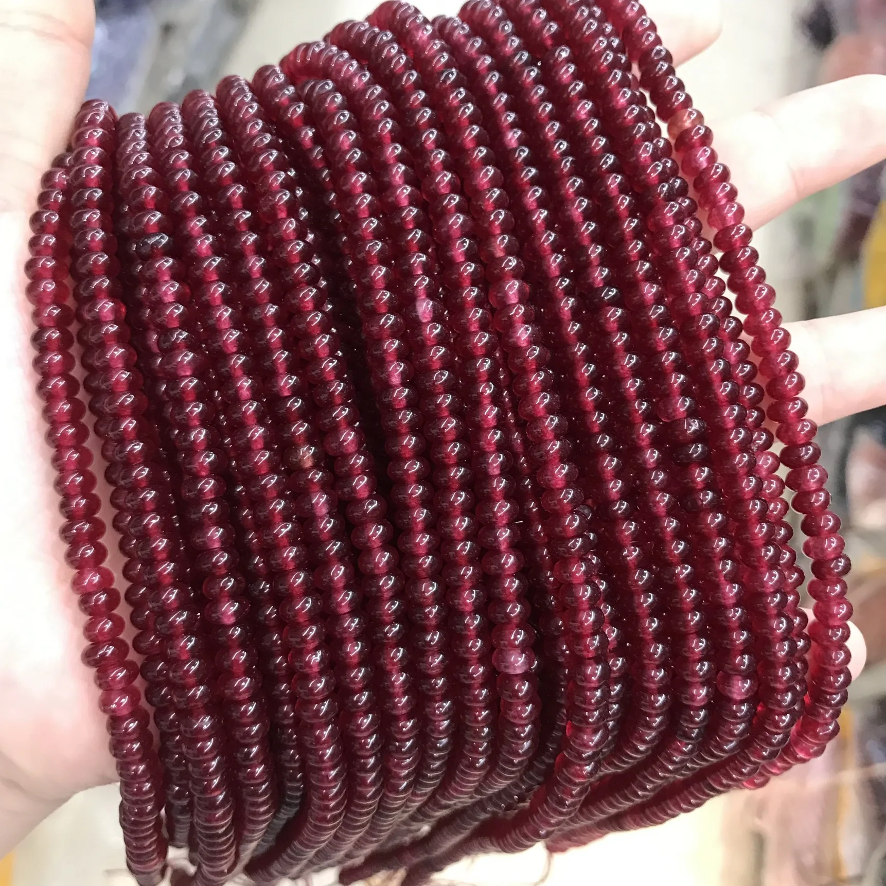 Factory Flat Round Gem Stone Bead Red Ruby 2*4mm 5*8mm Loose Gemstone Stone For Jewelry Making