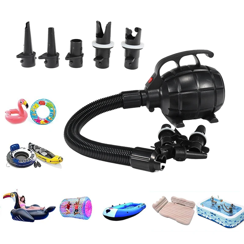 multi-function mini air electric pump air mattress sup inflator pump with 5 nozzle