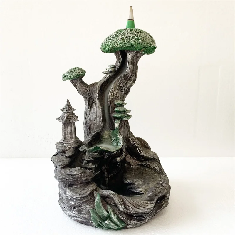 Mountain River Waterfall Incense Burner Creative Home Decor Incense Holder Portable Resin Smoke Backflow Censer Handicrafts