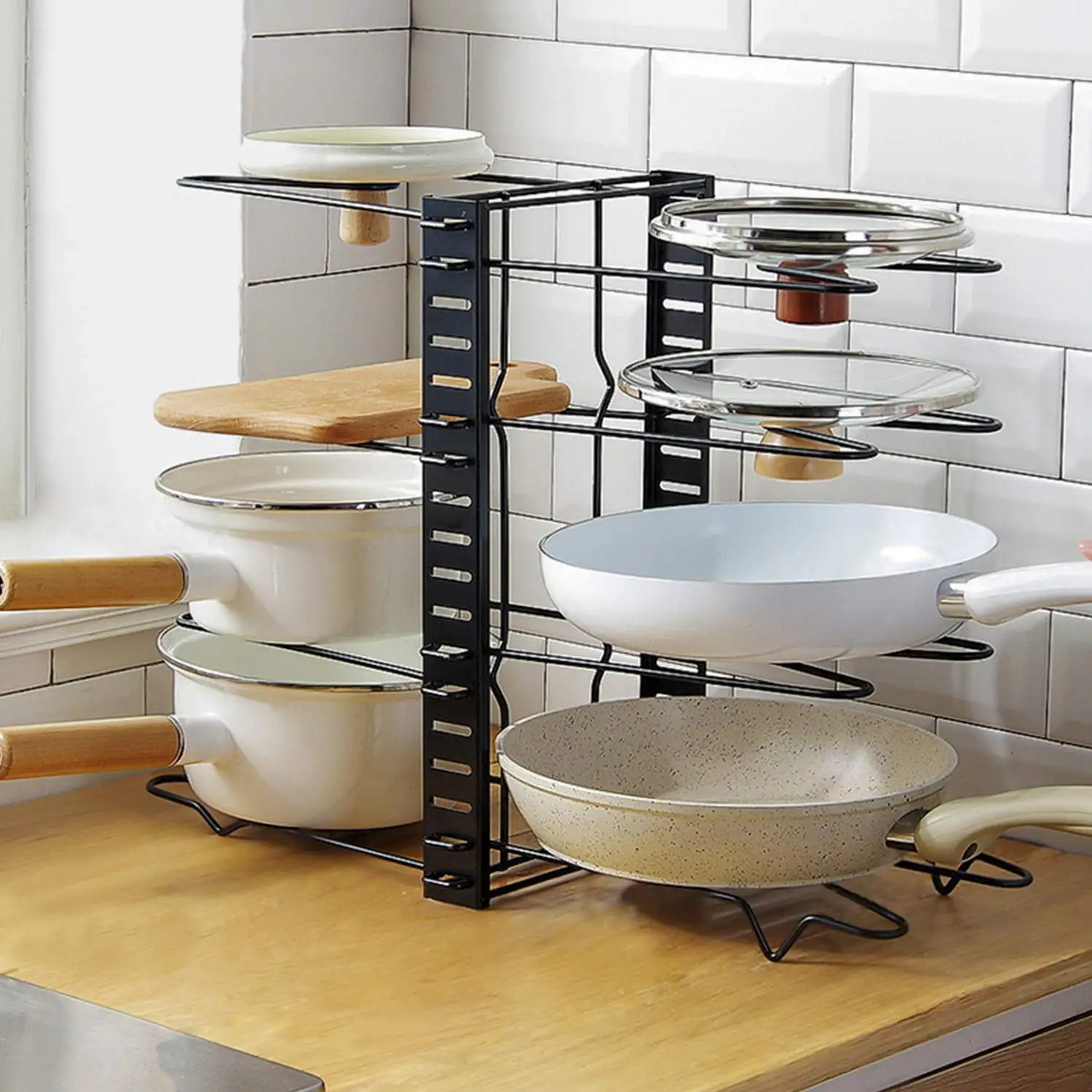 Kitchen Organizer 3 DIY  8 Tiers Adjustable Pots Lid Pans Cabinet Other Accessories Metal Rack Holders Storage Kitchen Organizer