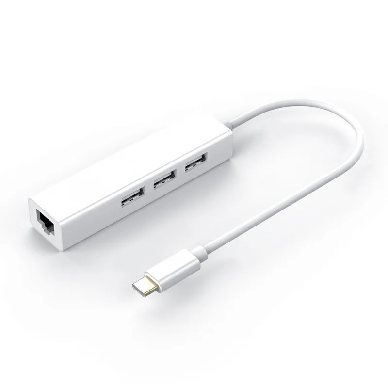 Type usb C Hub Adapter 3 Ports USB 3.0 Type-C to Rj45 Lan Gigabit Ethernet usb 3.0 hub adaptador