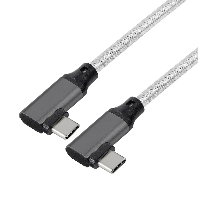 Type-c Double Elbow C to C Data Cable Right Angle 90 Degrees 10 GNE2 Male To Male E-marker Video Cable 100W