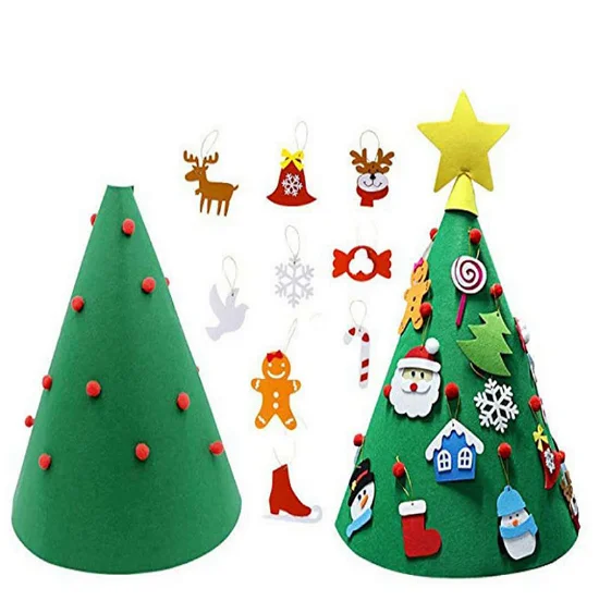 Christmas Decor Supplier Kids DIY Felt Christmas Tree Decoration for Home New Year Gifts Decor Ornaments Santa Claus Xmas Tree