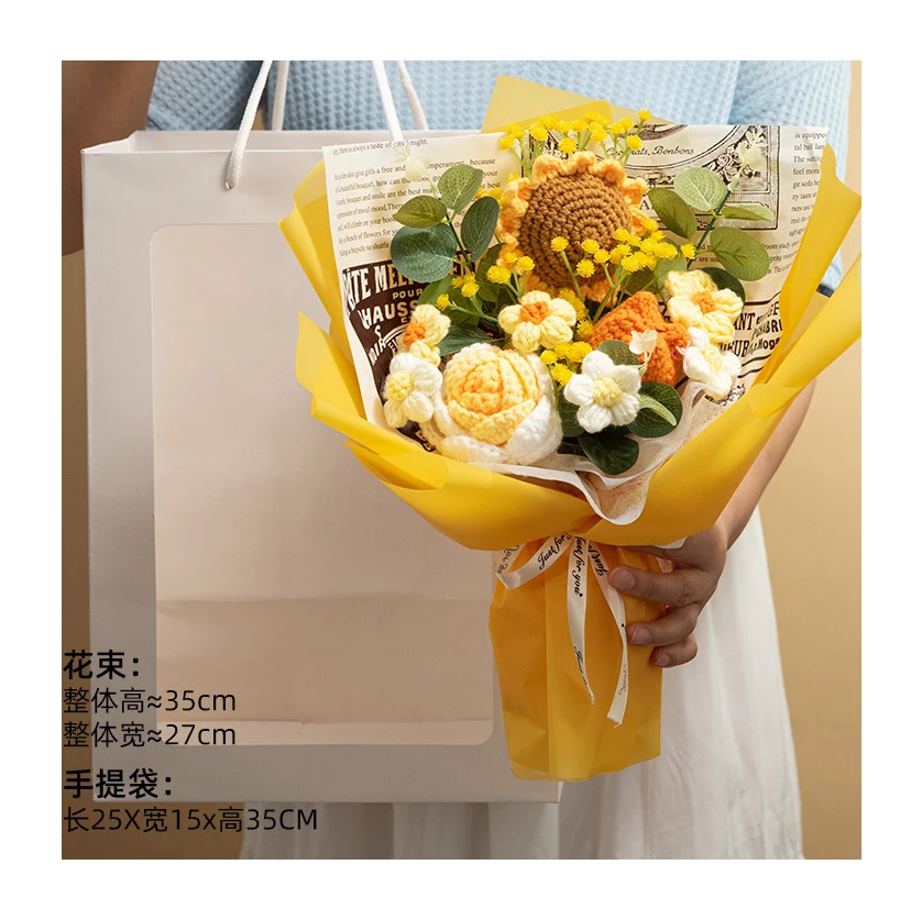 ramos de flores a crochet Wholesale knitted crochet flower handmade gerbera crochet flower bouquet hand small crochet flower