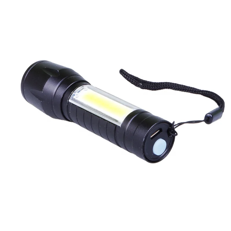 
Small Mini Zoomable LED Torch Light Rechargeable Tactical COB Flashlight 