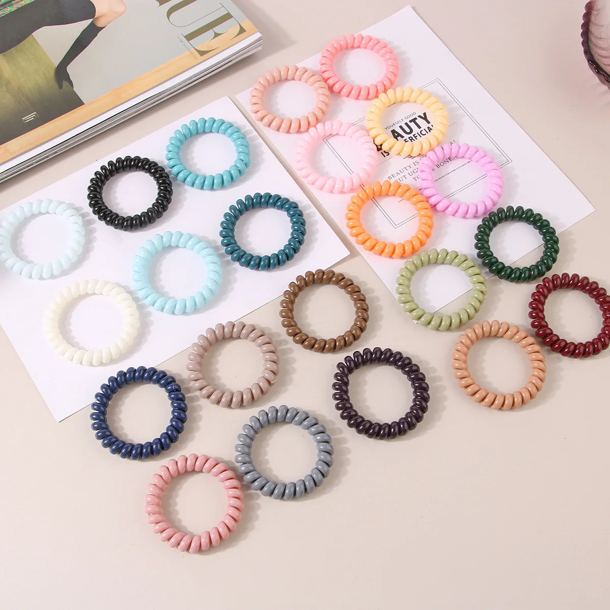 Wholesale Custom Telephone Cord Hair Ties Colored Hairbands High Elastic Hair Rope For Women Decoration