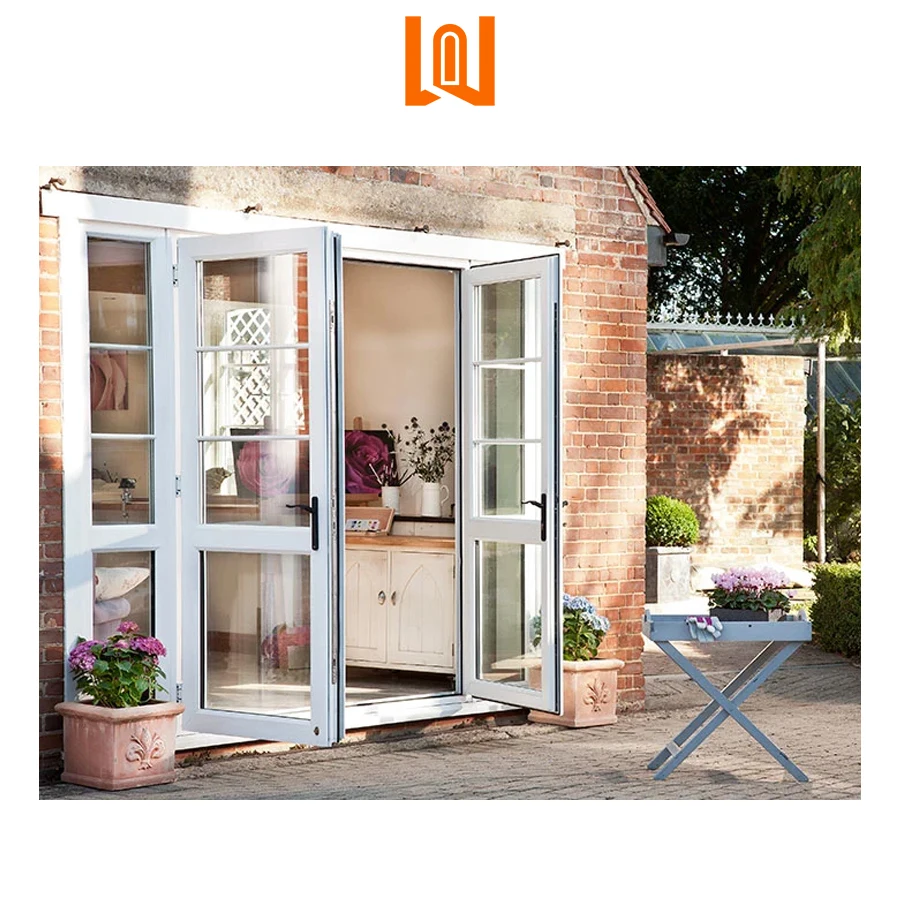 WANJIA factory vinyl glass french door pvc exterior doors upvc double casement door