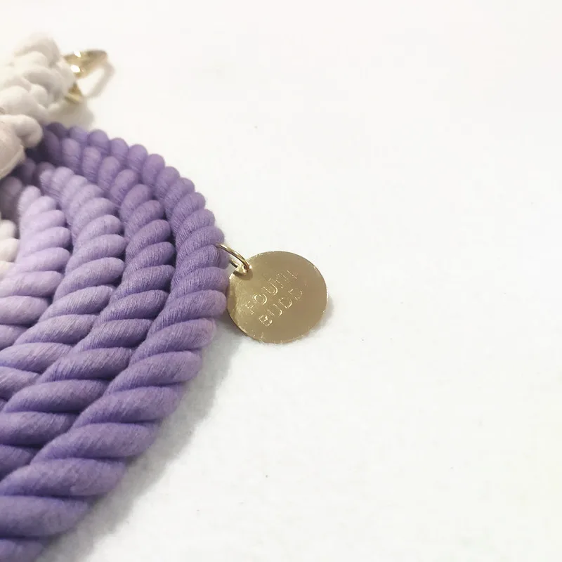 Ombre Gradient Colorful Dog Leash Rope Leads Hand Make Woven Cotton Dog Natural Rope Leash