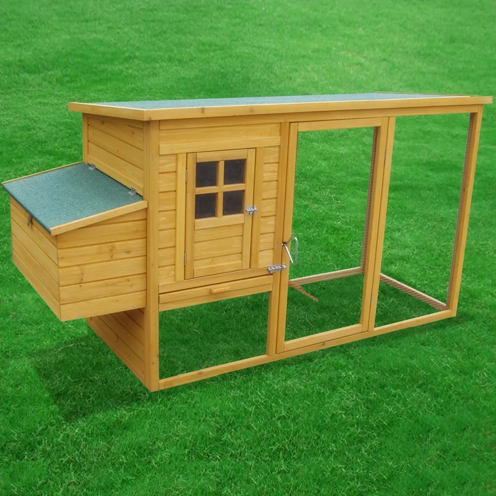 Wood Chicken Coop With Run Chicken Broiler Yellow House Cage Indoor Laying Hens Chicken House Trusses For Sale
