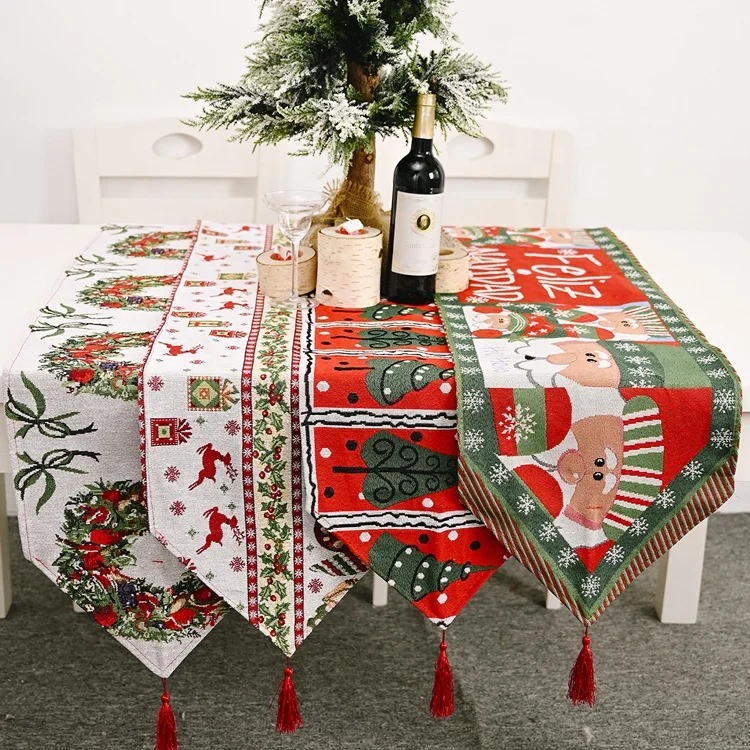 Christmas Knitted Cloth Table Runner Creative Christmas Deer tree Tablecloth Table Decoration