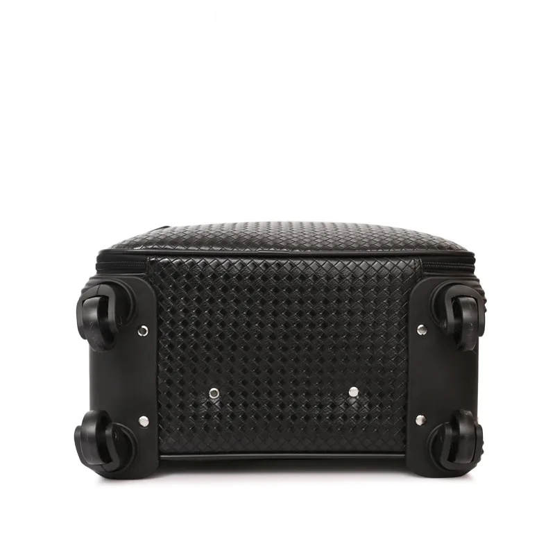 High Quality PU Leather Luxury Trolley Luggage Bag Men Large Capacity Black Designer Suitcases for Business