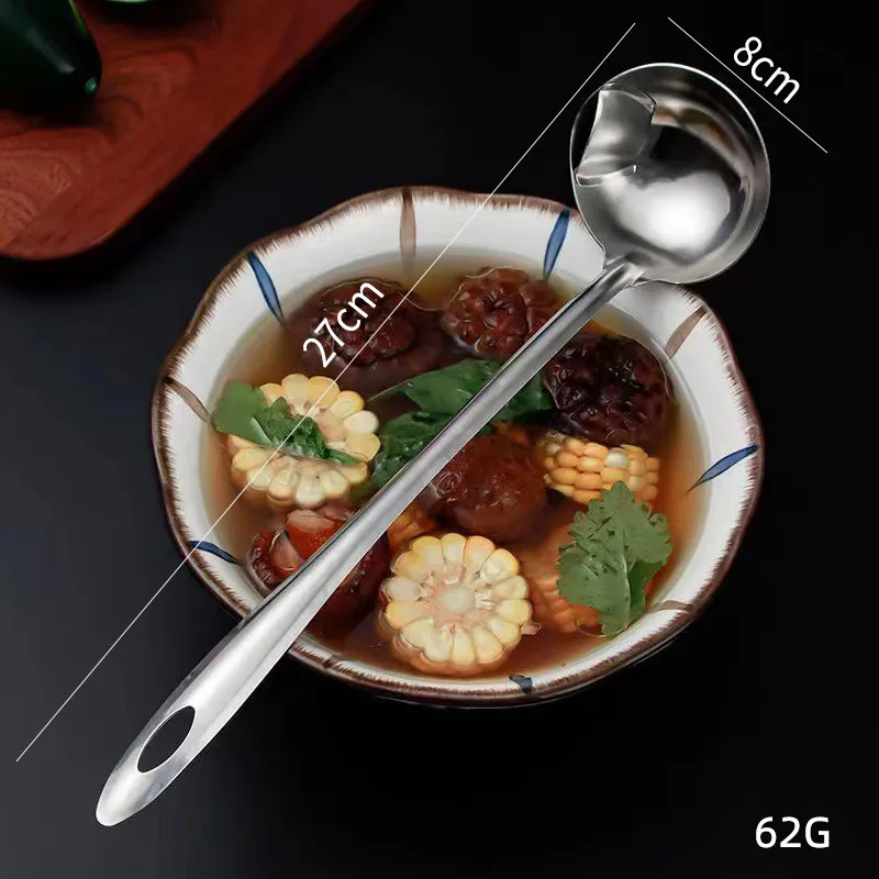 Wholesale kitchen household wooden handle 304 stainless steel creative multi-purpose hot pot soup spoon