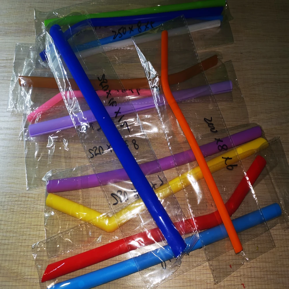 Extra Long Reusable Flexible Silicone Drinking Straws Set Straws Bent Straight Drinks Straw