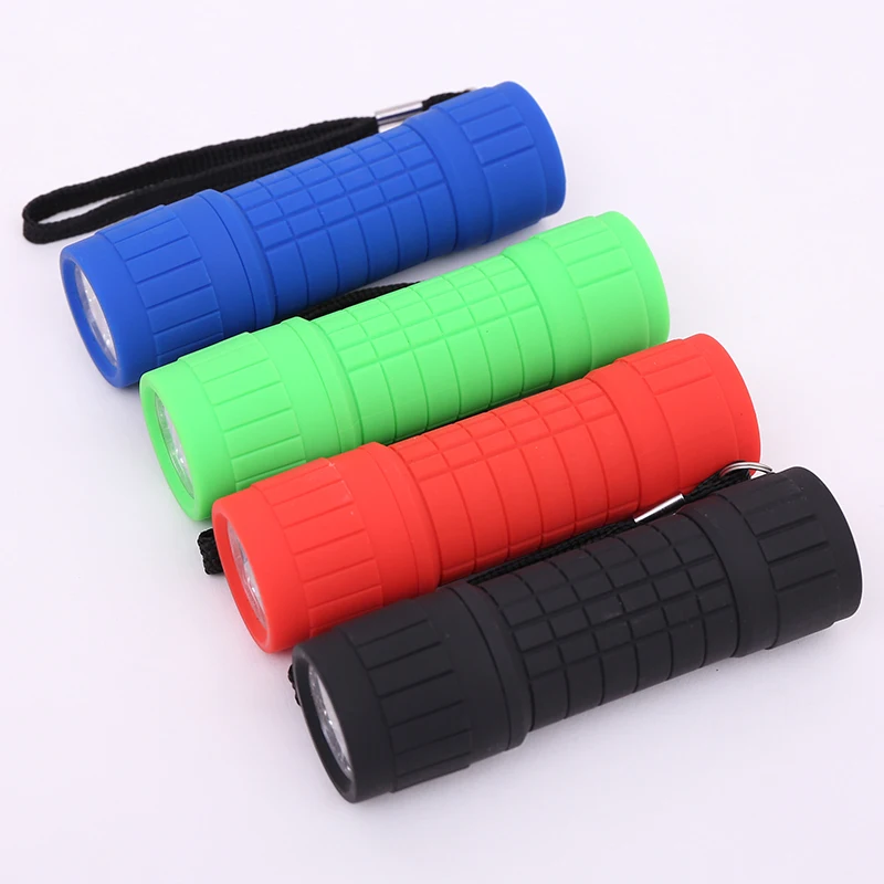 9LED hand-held flashlight Plastic spray rubber paint strong light flashlight Portable outdoor mini gift flashlight