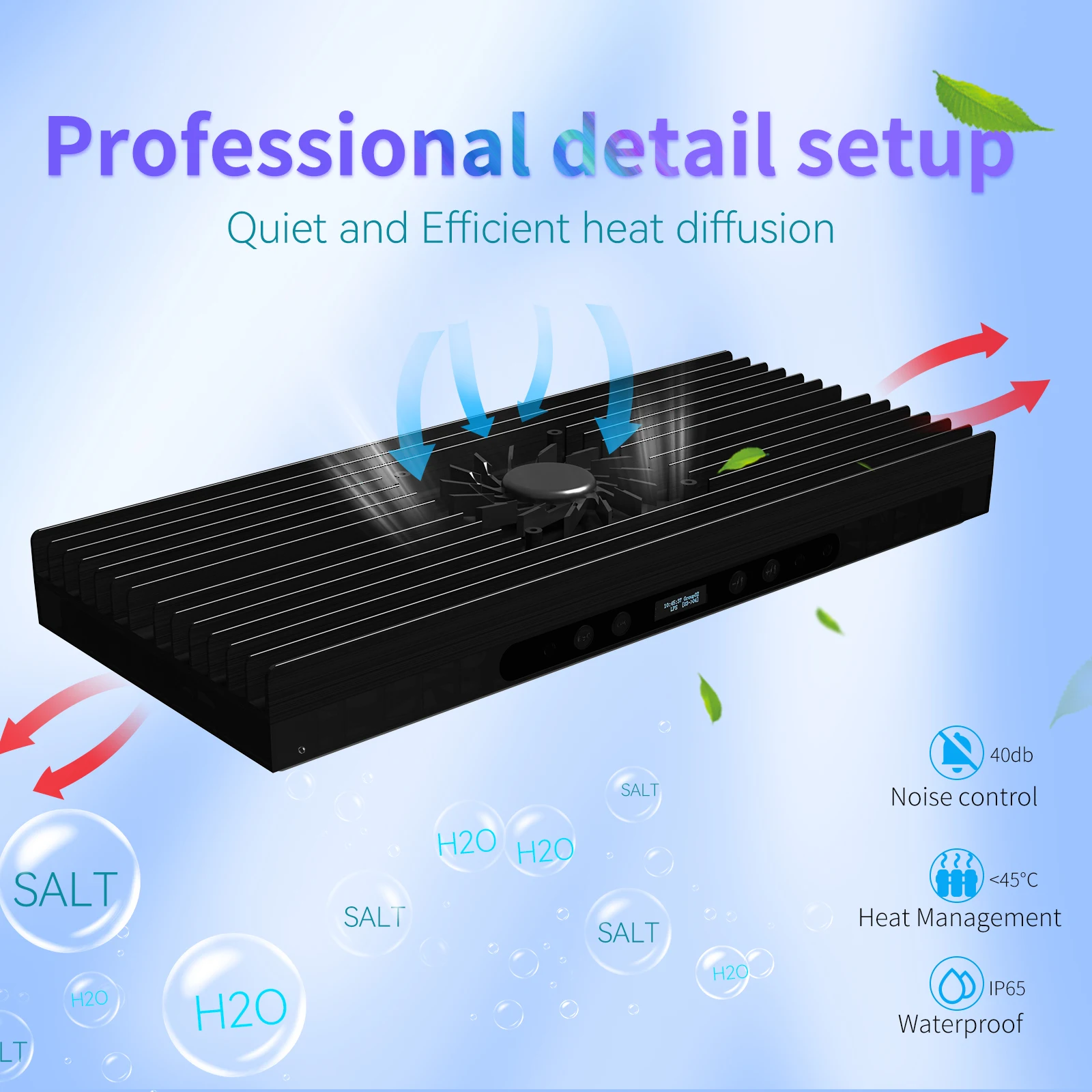 Newest 140W SPS LPS Silent Smart Fan 2.4G Wireless Control Reef Light LED Epistar 52PCS 6 Channels For Saltwater Aquarium Tanks