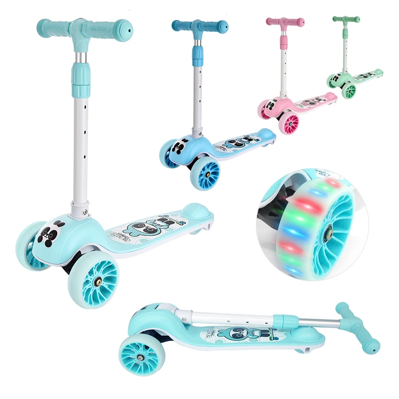 Factory Folding Adjustable kids mini scooter with seat baby scooters 3 wheeler cute Panda
