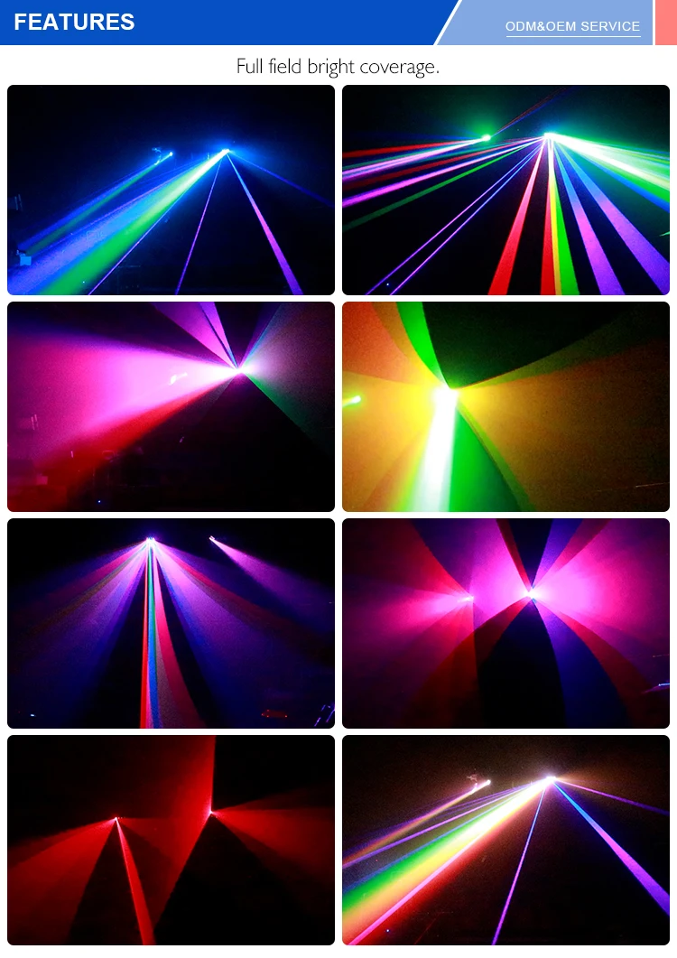 Dj Ktv Club Lighting LED 4 Beam 4 Laser Moving Light 10W LED 4in1 4PCS X Axis 720 Degree 90 RGB Laser Pointer High Power 50000mw