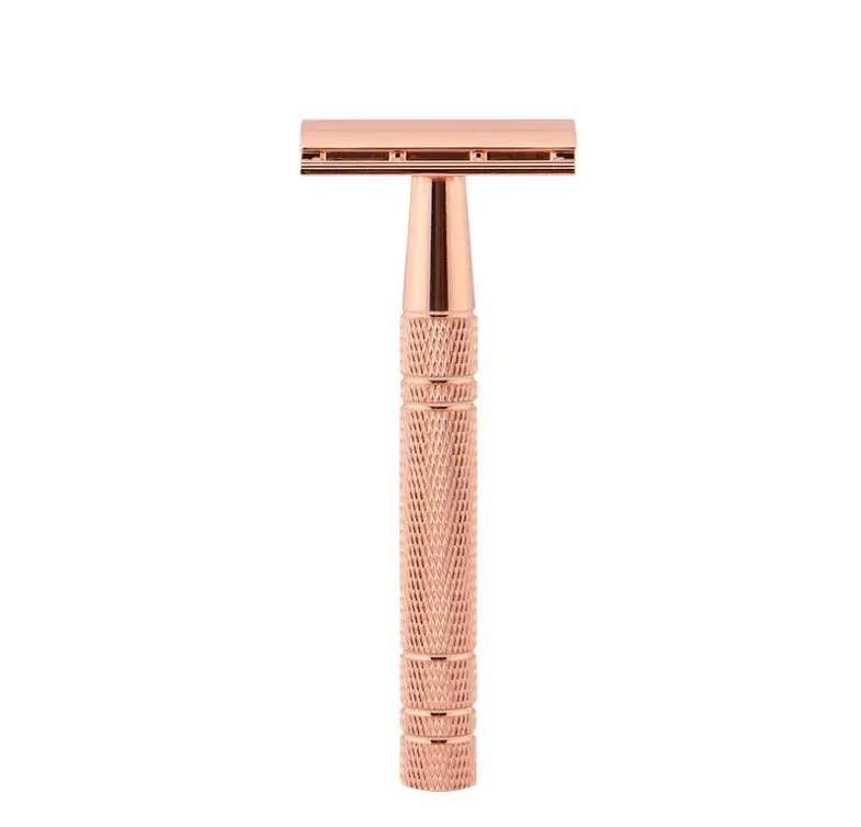 
Rose gold double edge safety razor with 10 pcs stainless steel double blades 
