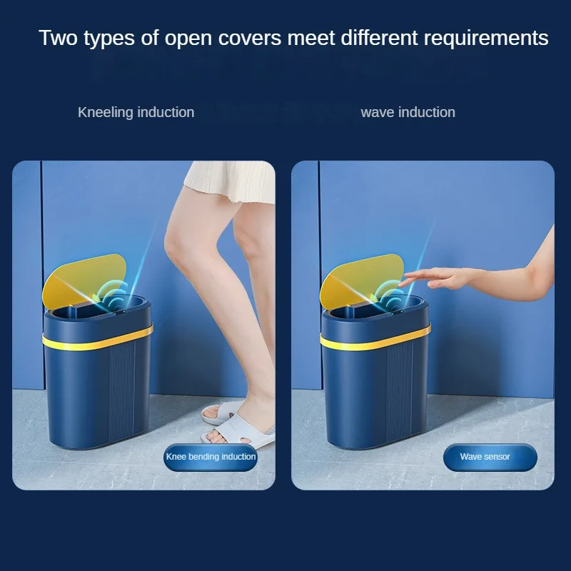 Household Smart Garbage Can Bedroom Kitchen Bathroom Cleat Automatic Induction Garbage Can Sensor Dustbin Plastic Oval ABS
