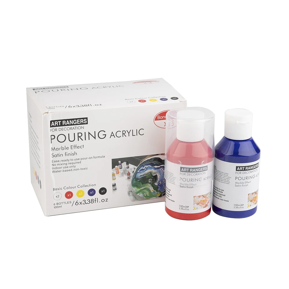 Hot selling 6 Colors 100ml Non Toxic Acrylic Pouring Paint Set for Kids Painting