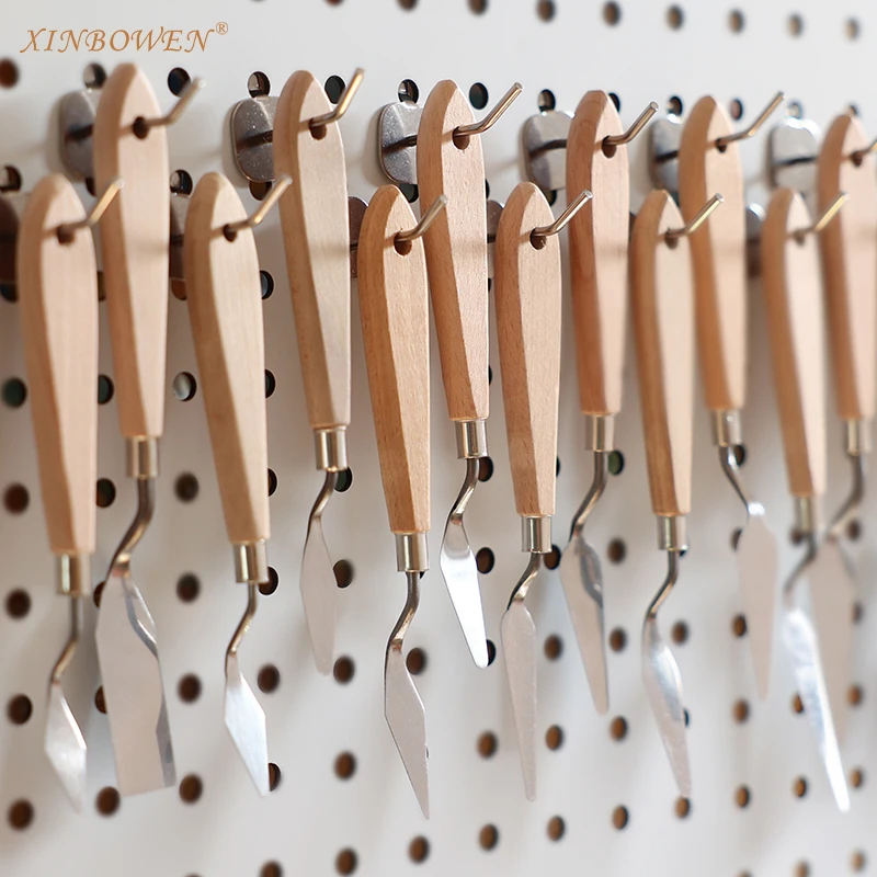 Xinbowen Natural Wood Handle Stainless Steel Spatula Palette Knives For Oil Painting Acrylic Mixing Special Effects