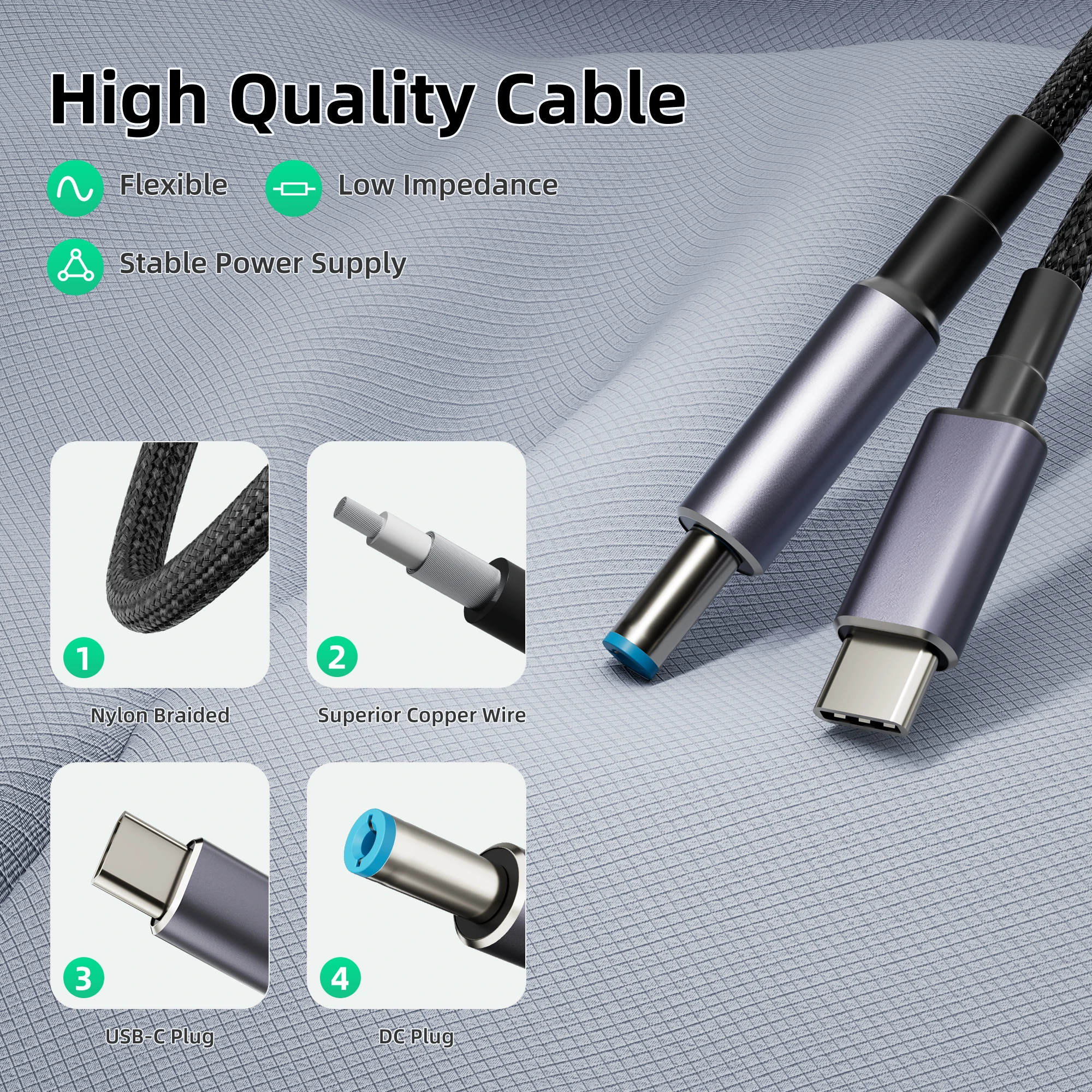 Plug and Play 1.8M Starlink Mini V4 USB C to DC Power Cable PD 140W 20V/7A USB Type-C Input to Power Charging Cord