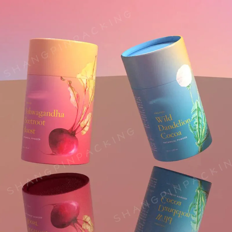 Recycled Flower Tea Packaging Compostable Kraft Paper Tube Paperboard Cylinder Packaging Tea Box
