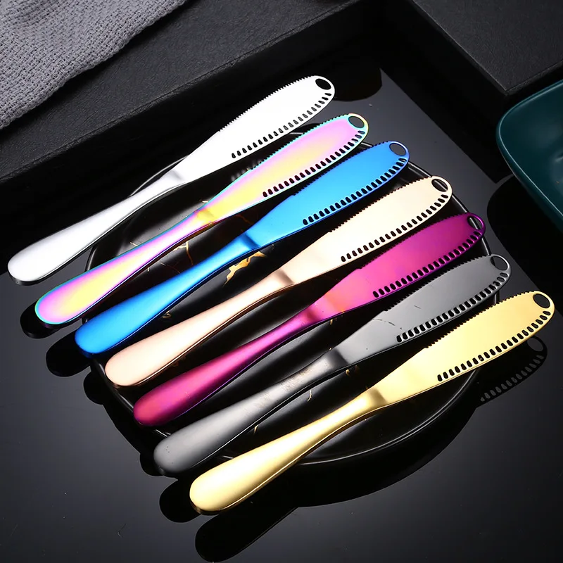 Online Hot Sell Stainless Steel Colorful Butter Cream Wiping Knife Colorful Butter Spreader Knife For Party And Restaurant