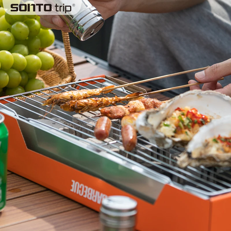 Sonto trip Portable Outdoor Charcoal Hassle-free cooking Bbq Grills Camping Barbecue Instant Grills Barbecue Disposable Grill