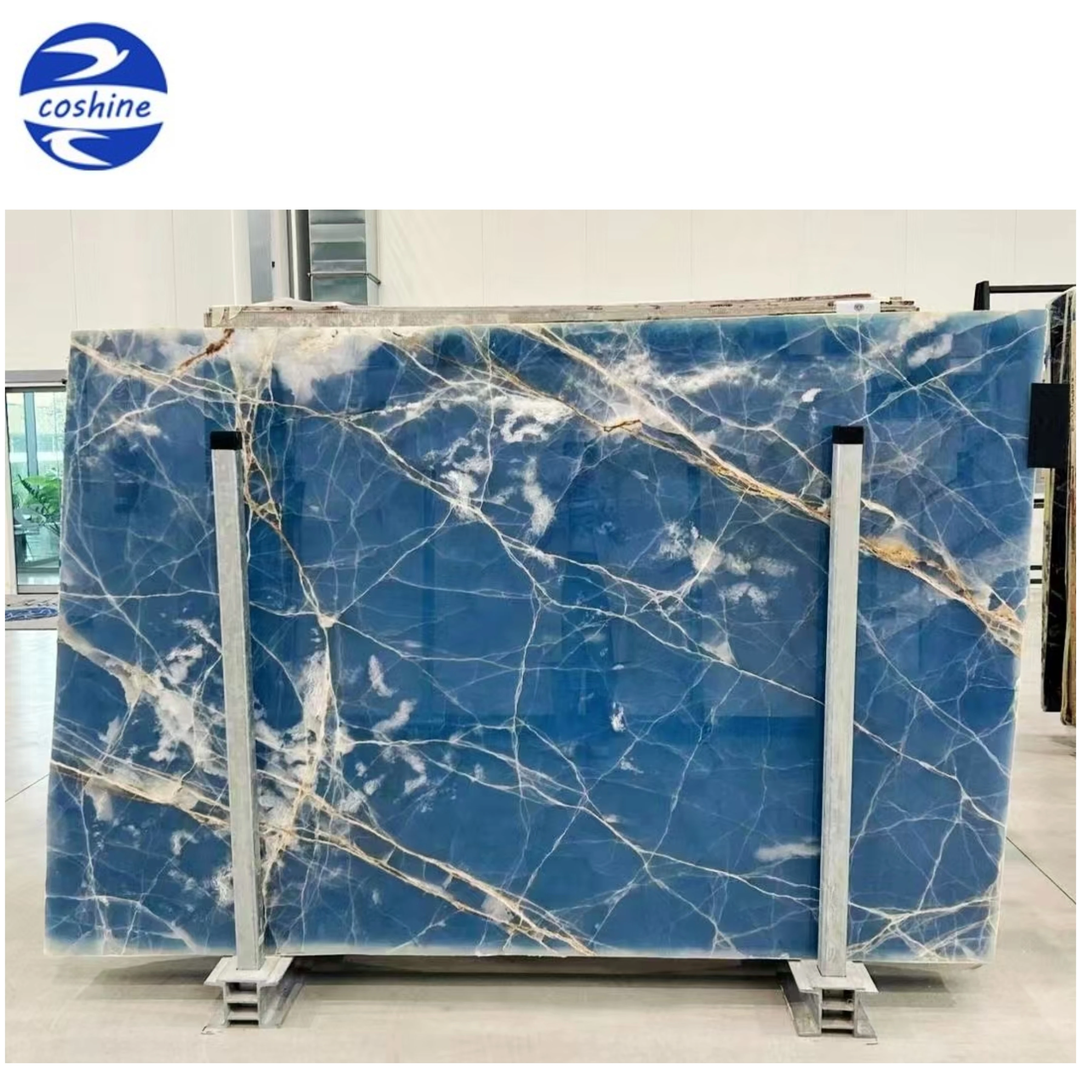 Architectural Interior Design Blue Agate Wall Panel Large Nature Stone Onyx Slab