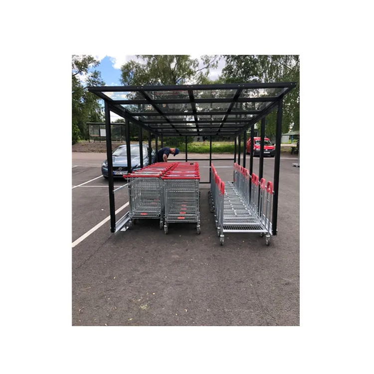 Customizable Storage Shelter for Supermarket Shopping Trolleys/Carts PVC Coated Steel Frame Galvanized Material Canopy Carport