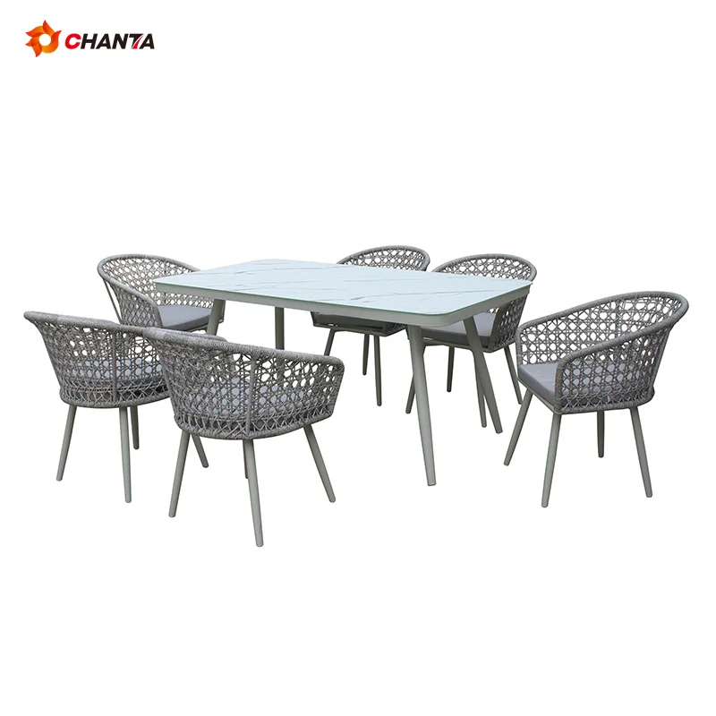 Luxury Outdoor Furniture Table And Chair Dining Sets Wicker Rattan Backyard Garden Sets