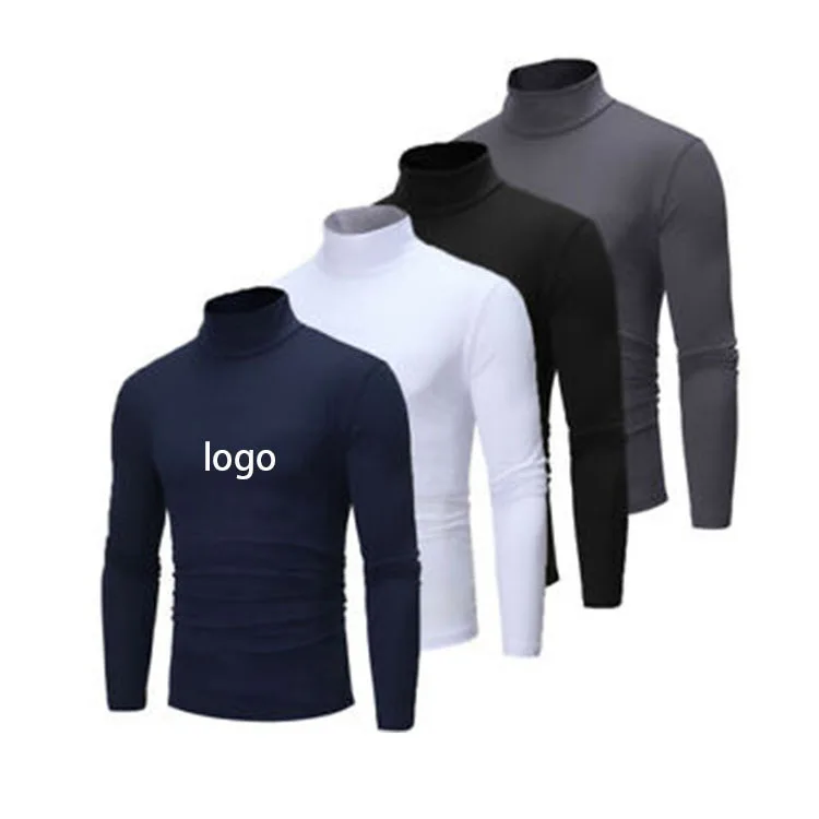 Winter men clothing slim fit t shirt plain long sleeve blank man turtle neck sweatshirt